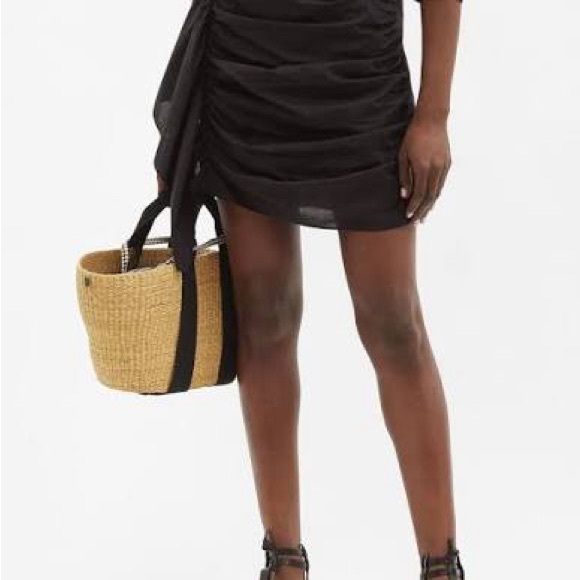 RHODE Black Hannah ruched cotton mini skirt LG - Picture 2 of 9